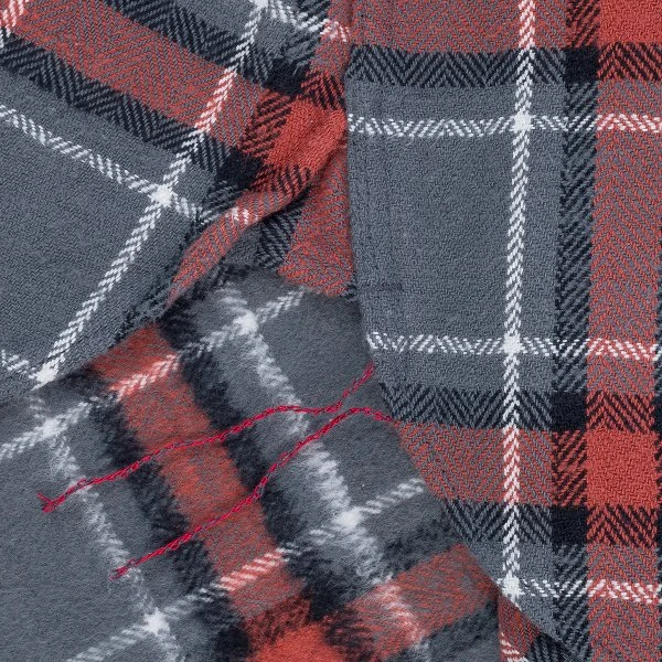 12oz Slubby Heavy Flannel Herringbone Check Work Shirt - Grey 13 12oz Slubby Heavy Flannel Herringbone Check Work Shirt - Grey - Image 11