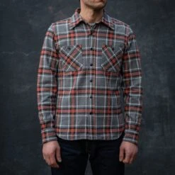12oz Slubby Heavy Flannel Herringbone Check Work Shirt - Grey 18 12oz Slubby Heavy Flannel Herringbone Check Work Shirt - Grey -Denim Clothing-Iron Heart International IHSH 375 GRY 2