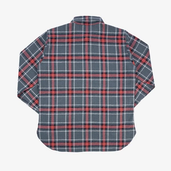 12oz Slubby Heavy Flannel Herringbone Check Work Shirt - Grey 6 12oz Slubby Heavy Flannel Herringbone Check Work Shirt - Grey - Image 4