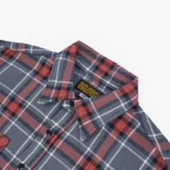 12oz Slubby Heavy Flannel Herringbone Check Work Shirt - Grey 20 12oz Slubby Heavy Flannel Herringbone Check Work Shirt - Grey -Denim Clothing-Iron Heart International IHSH 375 GRY 4