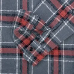 12oz Slubby Heavy Flannel Herringbone Check Work Shirt - Grey 25 12oz Slubby Heavy Flannel Herringbone Check Work Shirt - Grey -Denim Clothing-Iron Heart International IHSH 375 GRY 9
