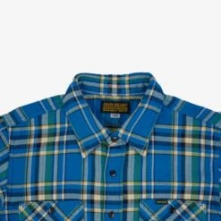 Ultra Heavy Flannel Tartan Check Work Shirt - Blue 16 Ultra Heavy Flannel Tartan Check Work Shirt - Blue -Denim Clothing-Iron Heart International IHSH 376 BLU 3