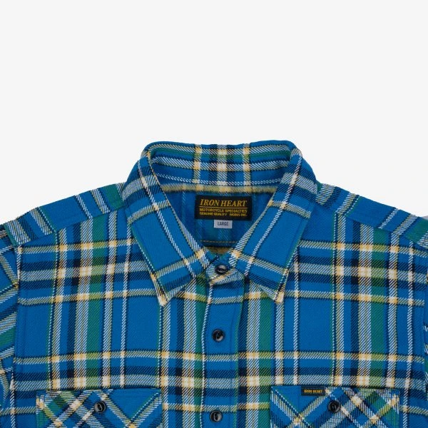 Ultra Heavy Flannel Tartan Check Work Shirt - Blue 6 Ultra Heavy Flannel Tartan Check Work Shirt - Blue - Image 4