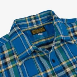Ultra Heavy Flannel Tartan Check Work Shirt - Blue 17 Ultra Heavy Flannel Tartan Check Work Shirt - Blue -Denim Clothing-Iron Heart International IHSH 376 BLU 4