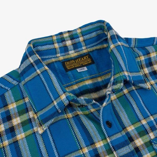 Ultra Heavy Flannel Tartan Check Work Shirt - Blue 7 Ultra Heavy Flannel Tartan Check Work Shirt - Blue - Image 5