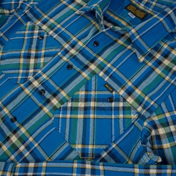 Ultra Heavy Flannel Tartan Check Work Shirt - Blue 8 Ultra Heavy Flannel Tartan Check Work Shirt - Blue - Image 6