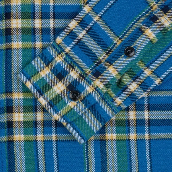 Ultra Heavy Flannel Tartan Check Work Shirt - Blue 9 Ultra Heavy Flannel Tartan Check Work Shirt - Blue - Image 7