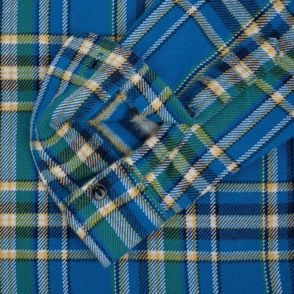 Ultra Heavy Flannel Tartan Check Work Shirt - Blue 10 Ultra Heavy Flannel Tartan Check Work Shirt - Blue - Image 8