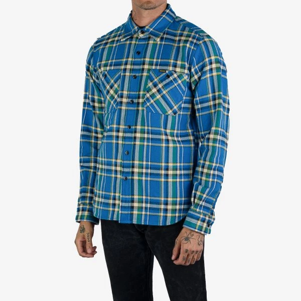 Ultra Heavy Flannel Tartan Check Work Shirt - Blue 3 Ultra Heavy Flannel Tartan Check Work Shirt - Blue