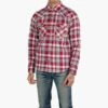 Ultra Heavy Flannel Crazy Check Western Shirt - Red -Denim Clothing-Iron Heart International IHSH 377 RED