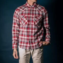 Ultra Heavy Flannel Crazy Check Western Shirt - Red -Denim Clothing-Iron Heart International IHSH 377 RED 2