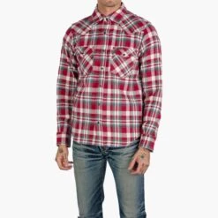 Ultra Heavy Flannel Crazy Check Western Shirt - Red