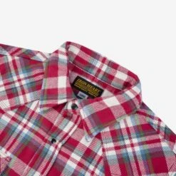 Ultra Heavy Flannel Crazy Check Western Shirt - Red -Denim Clothing-Iron Heart International IHSH 377 RED 4