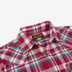 Ultra Heavy Flannel Crazy Check Western Shirt - Red -Denim Clothing-Iron Heart International IHSH 377 RED 6