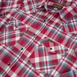 Ultra Heavy Flannel Crazy Check Western Shirt - Red -Denim Clothing-Iron Heart International IHSH 377 RED 9