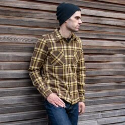 Ultra Heavy Flannel Crazy Check Work Shirt - Brown -Denim Clothing-Iron Heart International IHSH 378 BRN 3
