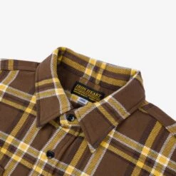 Ultra Heavy Flannel Crazy Check Work Shirt - Brown -Denim Clothing-Iron Heart International IHSH 378 BRN 5