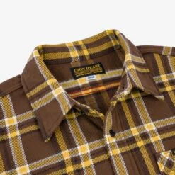Ultra Heavy Flannel Crazy Check Work Shirt - Brown -Denim Clothing-Iron Heart International IHSH 378 BRN 7