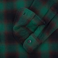 Ultra Heavy Flannel Ombré Check Work Shirt - Green -Denim Clothing-Iron Heart International IHSH 379 GRN 10