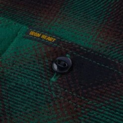 Ultra Heavy Flannel Ombré Check Work Shirt - Green -Denim Clothing-Iron Heart International IHSH 379 GRN 12