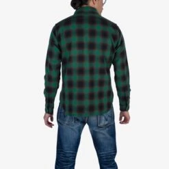 Ultra Heavy Flannel Ombré Check Work Shirt - Green -Denim Clothing-Iron Heart International IHSH 379 GRN 3