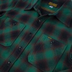 Ultra Heavy Flannel Ombré Check Work Shirt - Green -Denim Clothing-Iron Heart International IHSH 379 GRN 8
