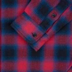 Ultra Heavy Flannel Ombré Check Work Shirt - Red -Denim Clothing-Iron Heart International IHSH 379 RED 12