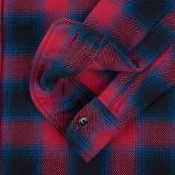 Ultra Heavy Flannel Ombré Check Work Shirt - Red -Denim Clothing-Iron Heart International IHSH 379 RED 13
