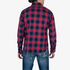 Ultra Heavy Flannel Ombré Check Work Shirt - Red -Denim Clothing-Iron Heart International IHSH 379 RED 2
