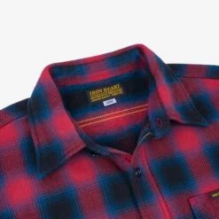 Ultra Heavy Flannel Ombré Check Work Shirt - Red -Denim Clothing-Iron Heart International IHSH 379 RED 7