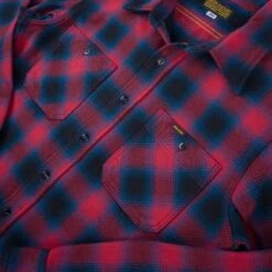 Ultra Heavy Flannel Ombré Check Work Shirt - Red -Denim Clothing-Iron Heart International IHSH 379 RED 8