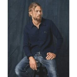 12oz Dobby Cloth Work Shirt - Indigo -Denim Clothing-Iron Heart International IHSH 380 IND 2