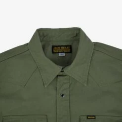9oz Military Serge CPO Shirt - Olive 23 9oz Military Serge CPO Shirt - Olive -Denim Clothing-Iron Heart International IHSH 381 OLV 5