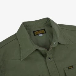 9oz Military Serge CPO Shirt - Olive 24 9oz Military Serge CPO Shirt - Olive -Denim Clothing-Iron Heart International IHSH 381 OLV 6