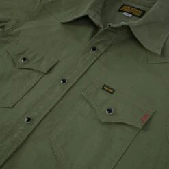 9oz Military Serge CPO Shirt - Olive 25 9oz Military Serge CPO Shirt - Olive -Denim Clothing-Iron Heart International IHSH 381 OLV 7