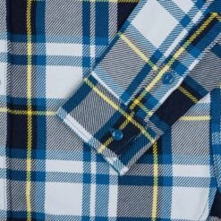 9oz Selvedge American Check Work Shirt - Blue -Denim Clothing-Iron Heart International IHSH 382 BLU 12