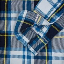 9oz Selvedge American Check Work Shirt - Blue -Denim Clothing-Iron Heart International IHSH 382 BLU 13
