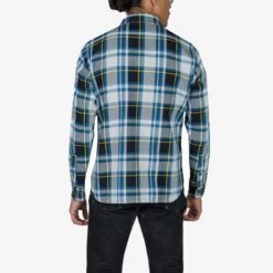 9oz Selvedge American Check Work Shirt - Blue -Denim Clothing-Iron Heart International IHSH 382 BLU 2