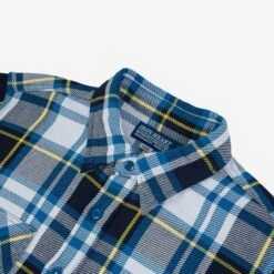 9oz Selvedge American Check Work Shirt - Blue -Denim Clothing-Iron Heart International IHSH 382 BLU 5
