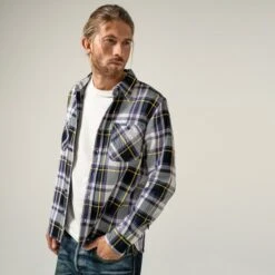 9oz Selvedge American Check Work Shirt - Purple -Denim Clothing-Iron Heart International IHSH 382 PUR 3