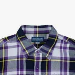 9oz Selvedge American Check Work Shirt - Purple -Denim Clothing-Iron Heart International IHSH 382 PUR 6