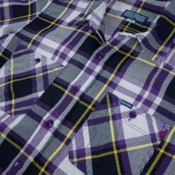 9oz Selvedge American Check Work Shirt - Purple -Denim Clothing-Iron Heart International IHSH 382 PUR 9
