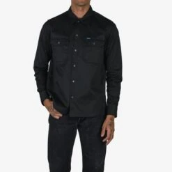 9oz T/C Mechanic Shirt - Black 16 9oz T/C Mechanic Shirt - Black -Denim Clothing-Iron Heart International IHSH 383 BLK 1