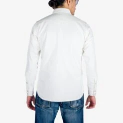 13.5oz Denim Western Shirt - White -Denim Clothing-Iron Heart International IHSH 384 WHT 2