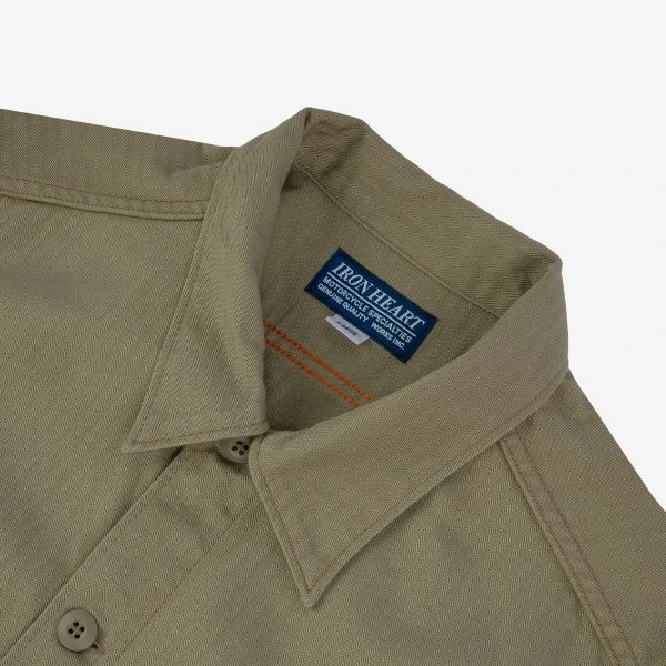 9oz Herringbone Military Shirt - Beige 7 9oz Herringbone Military Shirt - Beige - Image 5