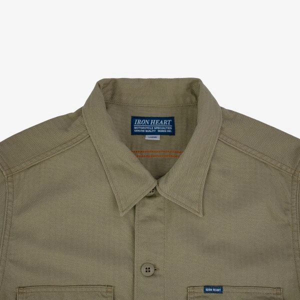 9oz Herringbone Military Shirt - Beige 8 9oz Herringbone Military Shirt - Beige - Image 6