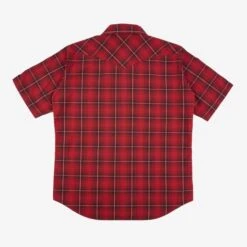 5oz Selvedge Short Sleeved Western Shirt - Red Vintage Check 16 5oz Selvedge Short Sleeved Western Shirt - Red Vintage Check -Denim Clothing-Iron Heart International IHSH 386 RED 3