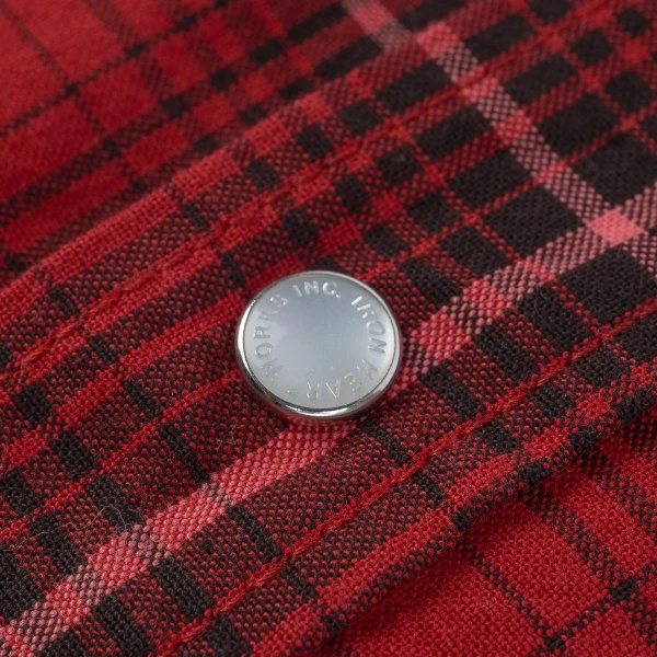 5oz Selvedge Short Sleeved Western Shirt - Red Vintage Check 11 5oz Selvedge Short Sleeved Western Shirt - Red Vintage Check - Image 9