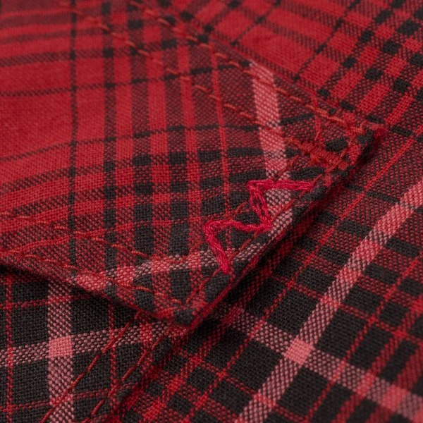 5oz Selvedge Short Sleeved Western Shirt - Red Vintage Check 12 5oz Selvedge Short Sleeved Western Shirt - Red Vintage Check - Image 10