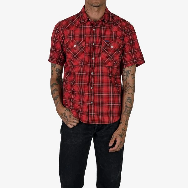 5oz Selvedge Short Sleeved Western Shirt - Red Vintage Check 3 5oz Selvedge Short Sleeved Western Shirt - Red Vintage Check